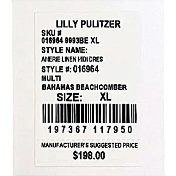 Lilly Pulitzer Amerie Linen Midi Dress in "Bahamas Beachcomber" NWT - X-Large - Picture 6 of 7